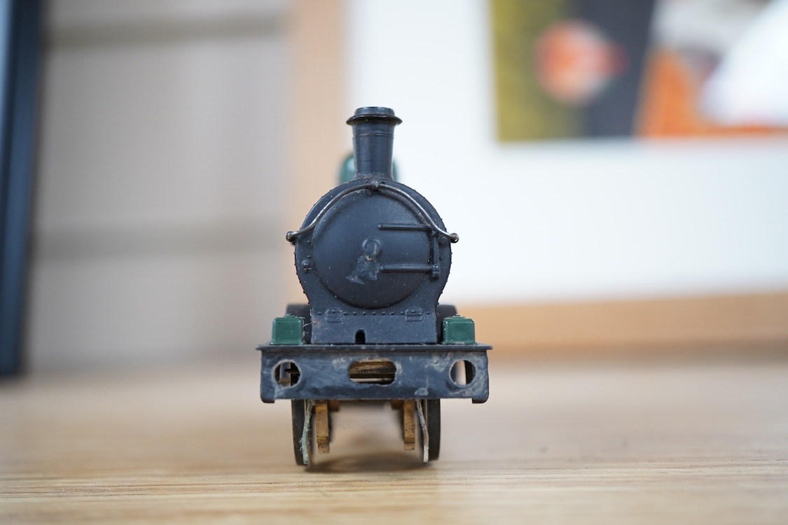 Three part-built 0 gauge railway brass and white metal locomotives by John Worsley; an ACE Products kit of an SR Bullied light Pacific with its original box, a SECR Wainwright H class 0-4-4T locomotive and an LNER class